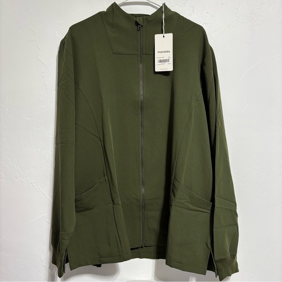Mandala 3XL Women Scrub Jacket Olive Green Long Sleeve Full Zip Workwear Uniform - Picture 1 of 8